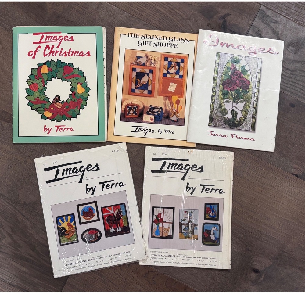Vintage 1984 Stained Glass Images by Terra Parma Pattern Books Lot of 5